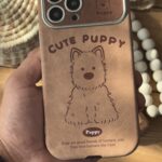 قاب موبایل آیفون کیوت پاپی چرم قهوه ای سنگشور