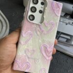 قاب موبایل ( آیفون - سامسونگ ) قلب مرکوری صدفی صورتی