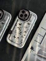 قاب موبایل آیفون پروانه و گل ریز نقره ای - Image 3