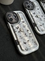 قاب موبایل آیفون پروانه و گل ریز نقره ای - Image 4