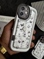 قاب موبایل آیفون پروانه و گل ریز نقره ای - Image 7