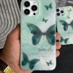 قاب موبایل آیفون پرواز پروانه سبز