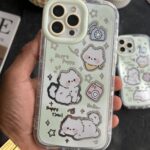 قاب موبایل آیفون گربه میومیو آیینه ای سبز