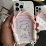 قاب موبایل آیفون گربه گل گلی کیچن جاکارتی بنددار