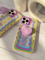 قاب موبایل آیفون هپی لایف هفت رنگ + پاپسوکت قلبی بنفش - Image 4
