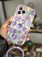 قاب موبایل آیفون گل لاله بنفش محافظ لنز طرح دار + حلقه ست ( 3011 ) - Image 23