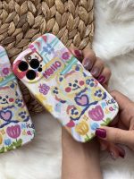 قاب موبایل آیفون خرس نقاشی آبرنگی پایه استند دار - Image 7