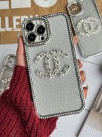 قاب موبایل آیفون شنل نگین دار برجسته براق نقره ای - Image 26