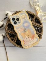 قاب موبایل آیفون خرس پو زرد آکواریومی مروارید دار گوش دار - Image 8