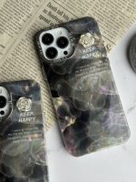 قاب موبایل آیفون سنگ ماربل دودی گل برجسته - Image 12