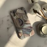 قاب موبایل آیفون کاشی ماربل آبی و بنفش