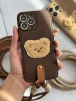 قاب موبایل آیفون خرس دوست داشتنی محافظ لنز + بندست - Image 13