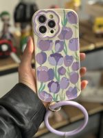 قاب موبایل آیفون گل لاله بنفش محافظ لنز طرح دار + حلقه ست ( 3011 ) - Image 22