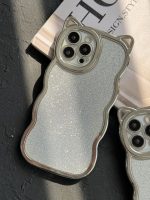 قاب موبایل آیفون گربه شاینی نقره ای گوش برجسته - Image 3