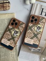 قاب موبایل آیفون باربری وینتیج استایل سگ قهوه ای محافظ لنزدار - Image 13