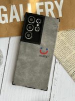 قاب موبایل سامسونگ چرم و جیر طوسی اسمایل محافظ لنزدار - Image 9