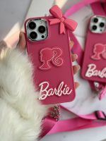 قاب موبایل آیفون باربی پاپیونی صورتی + بند بلند - Image 10