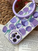 قاب موبایل آیفون گل لاله بنفش محافظ لنز طرح دار + حلقه ست ( 3011 ) - Image 6