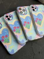 قاب موبایل آیفون نقاشی کودک درون قلبی آبی بنفش محافظ لنزدار ( 3005 ) - Image 4