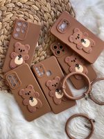 قاب موبایل آیفون خرس برانچ قهوه ای سیلیکونی + حلقه ست - Image 3