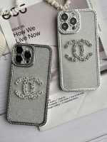 قاب موبایل آیفون شنل نگین دار برجسته براق نقره ای - Image 8