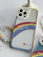 قاب موبایل آیفون آسمان آبی و رنگین کمان هلوگرامی + آویز خرسی - Image 8