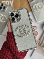 قاب موبایل آیفون شنل نگین دار برجسته براق نقره ای - Image 22