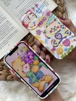 قاب موبایل آیفون خرس نقاشی آبرنگی پایه استند دار - Image 6