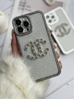 قاب موبایل آیفون شنل نگین دار برجسته براق نقره ای - Image 14