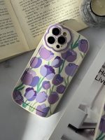 قاب موبایل آیفون گل لاله بنفش محافظ لنز طرح دار + حلقه ست ( 3011 ) - Image 17