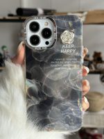 قاب موبایل آیفون سنگ ماربل دودی گل برجسته - Image 17