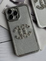 قاب موبایل آیفون شنل نگین دار برجسته براق نقره ای - Image 17