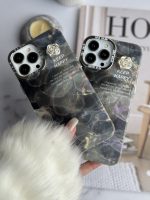 قاب موبایل آیفون سنگ ماربل دودی گل برجسته - Image 15