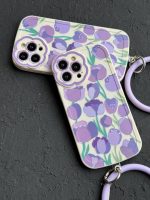 قاب موبایل آیفون گل لاله بنفش محافظ لنز طرح دار + حلقه ست ( 3011 ) - Image 2