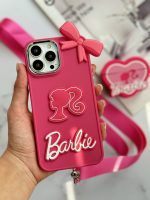 قاب موبایل آیفون باربی پاپیونی صورتی + بند بلند - Image 26