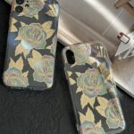 قاب موبایل آیفون گل فلزی پشت بیرنگ ( 1056 )