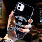 قاب موبایل آیفون شنل آینه ای دور نگین