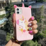 قاب موبایل آیفون طرح یونیکورن شاخدار