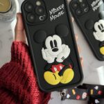 قاب موبایل آیفون میکی برجسته سولید مشکی بدون بند