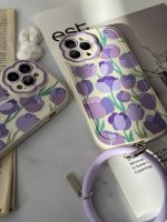 قاب موبایل آیفون گل لاله بنفش محافظ لنز طرح دار + حلقه ست ( 3011 ) - Image 18