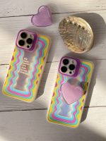 قاب موبایل آیفون هپی لایف هفت رنگ + پاپسوکت قلبی بنفش - Image 3