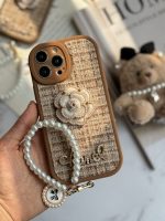 قاب موبایل آیفون شنل گل حصیری + بندست - Image 9
