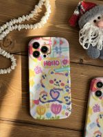 قاب موبایل آیفون خرس نقاشی آبرنگی پایه استند دار - Image 19