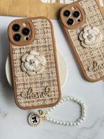 قاب موبایل آیفون شنل گل حصیری + بندست - Image 13