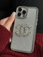 قاب موبایل آیفون شنل نگین دار برجسته براق نقره ای - Image 24