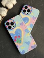 قاب موبایل آیفون نقاشی کودک درون قلبی آبی بنفش محافظ لنزدار ( 3005 ) - Image 5