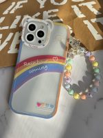 قاب موبایل آیفون آسمان آبی و رنگین کمان هلوگرامی + آویز خرسی - Image 10