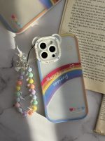 قاب موبایل آیفون آسمان آبی و رنگین کمان هلوگرامی + آویز خرسی - Image 15