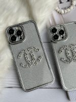 قاب موبایل آیفون شنل نگین دار برجسته براق نقره ای - Image 19