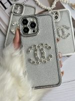 قاب موبایل آیفون شنل نگین دار برجسته براق نقره ای - Image 13